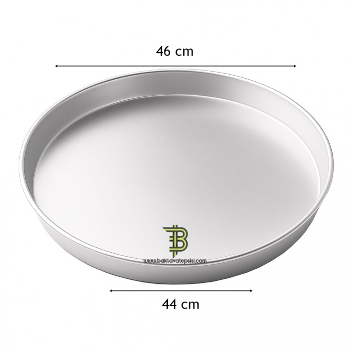 Tek Kullanımlık Yuvarlak Tepsi 44 cm, büyük tatlı, poğaça ve börek servisi için pratik, hijyenik ve dayanıklı alüminyum tepsi